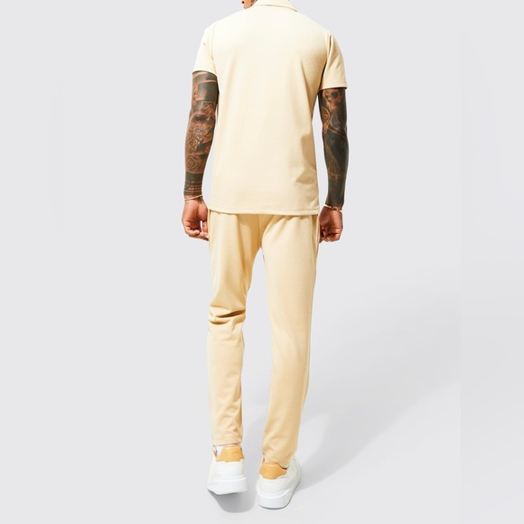 DOGTOOTH JACQUARD PANEL T-SHIRT & JOGGER SET - Picture 1 of 3